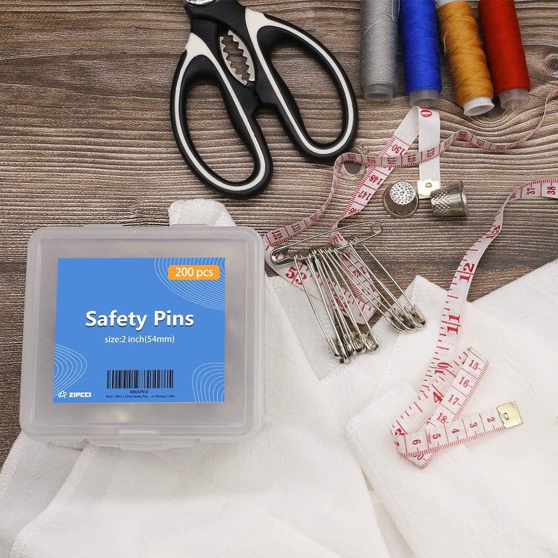 ZIPCCI 2 inch Safety Pins, 200Pcs Large Safety Pins Heavy Duty, Steel Wire - Image 3